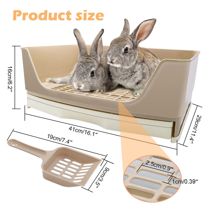 BWOGUE Large Rabbit Litter Box Toilet,Potty Trainer Corner Bedding with Drawer Larger Pet Pan for Adult Guinea Pigs, Rabbits, Hamster, Chinchilla, Ferret, Galesaur, Small Animals(White) - Image 2
